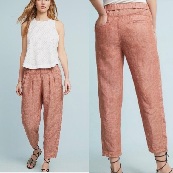 Anthropologie Hei Hei Francois Red Linen Pants - Picture 1 of 8